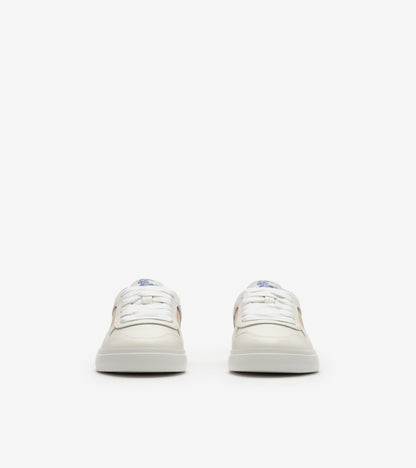 Check and Leather Sneakers in Sand beige - Children