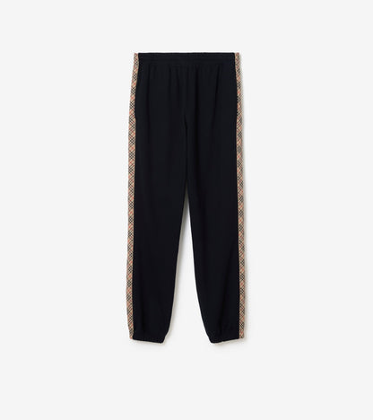 Check Trim Cotton Jogging Pants in Pale grey melange