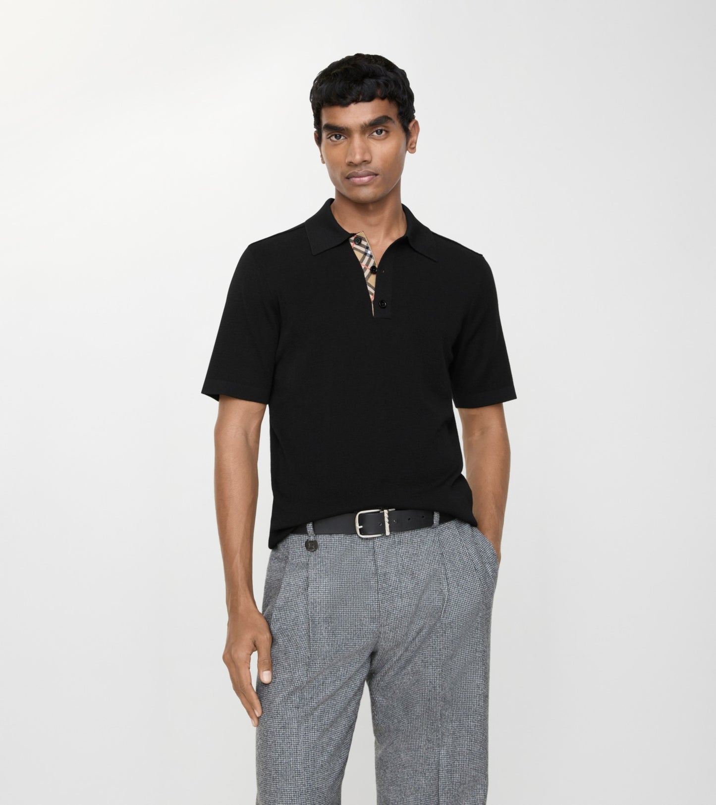 Wool Polo Shirt in Black