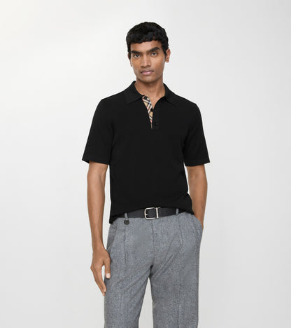 Wool Polo Shirt in Black