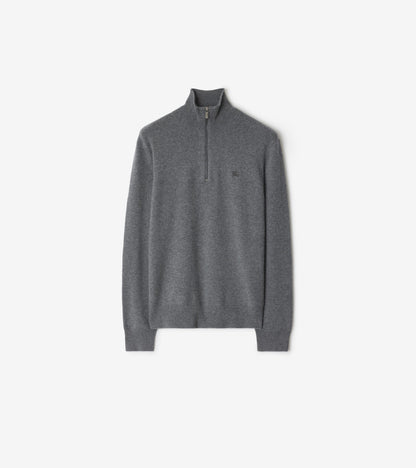 Cashmere Blend Half-zip Sweater in Scorched brown