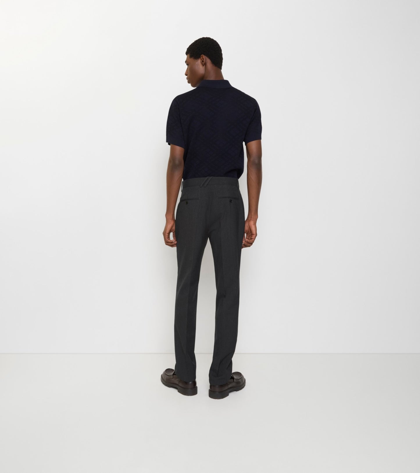 Wool Blend Tailored Trousers in Midnight grey melange