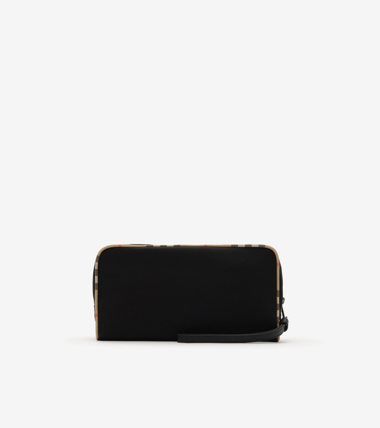 Medium Check Trim Travel Pouch in Black