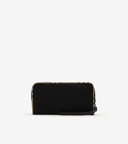 Medium Check Trim Travel Pouch in Black