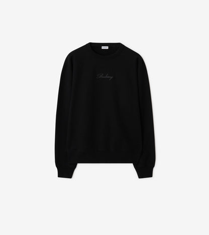Check Cursive Logo Cotton Sweatshirt in Black