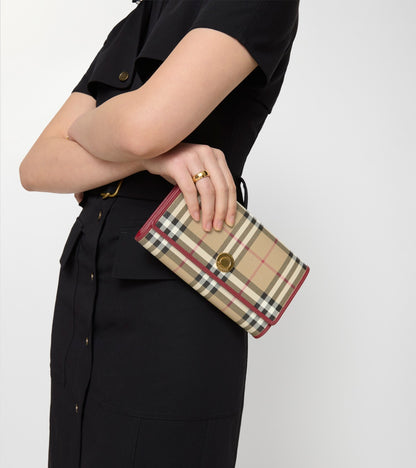 Check Chain Strap Wallet in Archive beige/ruby red