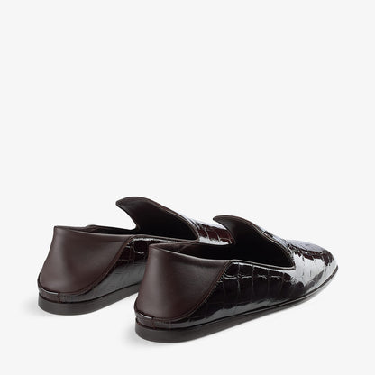 Eliot Slipper Sambuco Croc-embossed Leather Slippers
