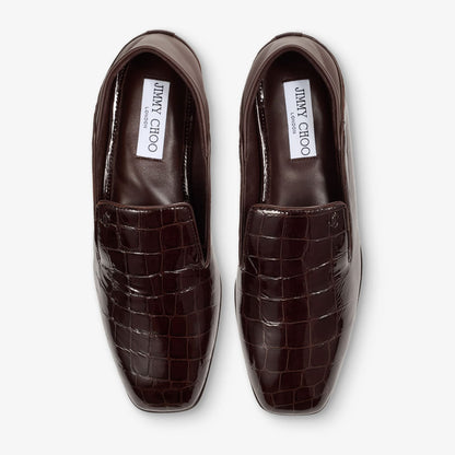 Eliot Slipper Sambuco Croc-embossed Leather Slippers