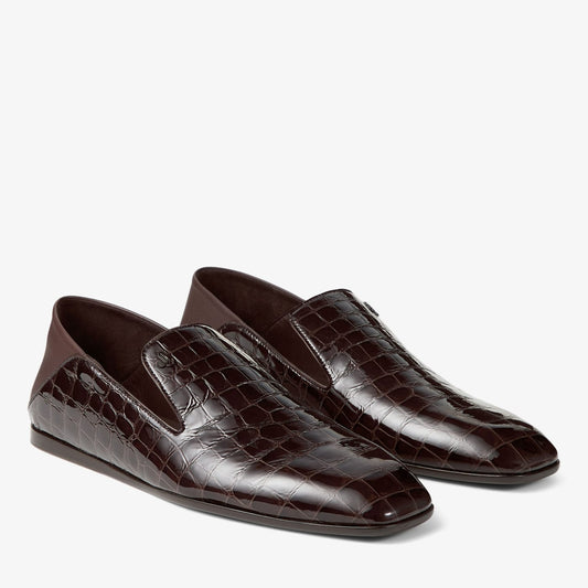 Eliot Slipper Men's Sambuco Croc-embossed Leather Slippers