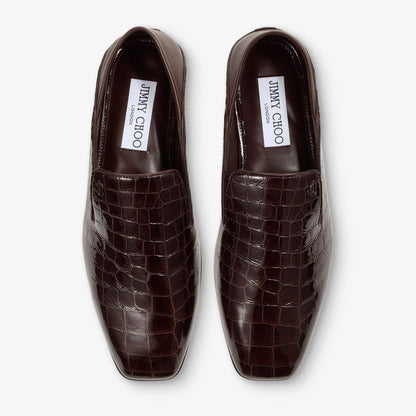 Eliot Slipper Men's Sambuco Croc-embossed Leather Slippers