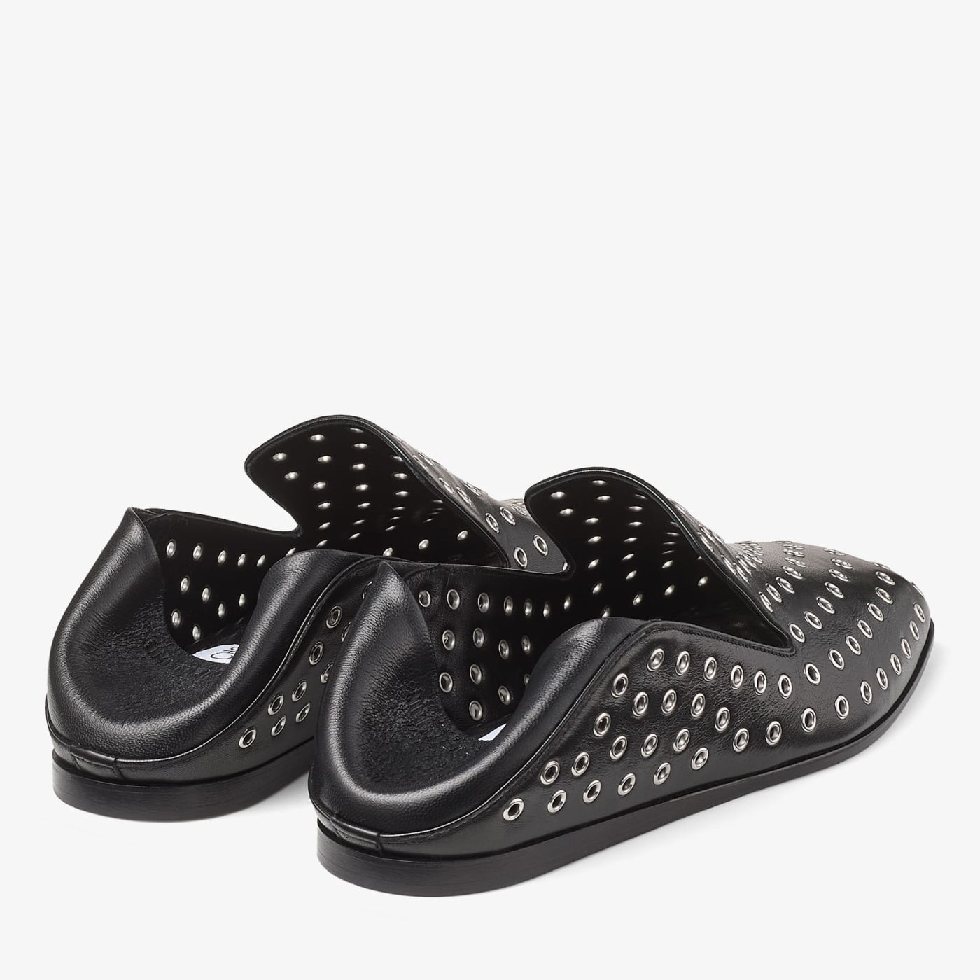 Eliot Slipper Men's Black Metallic Nappa Leather Slippers with Eyelets