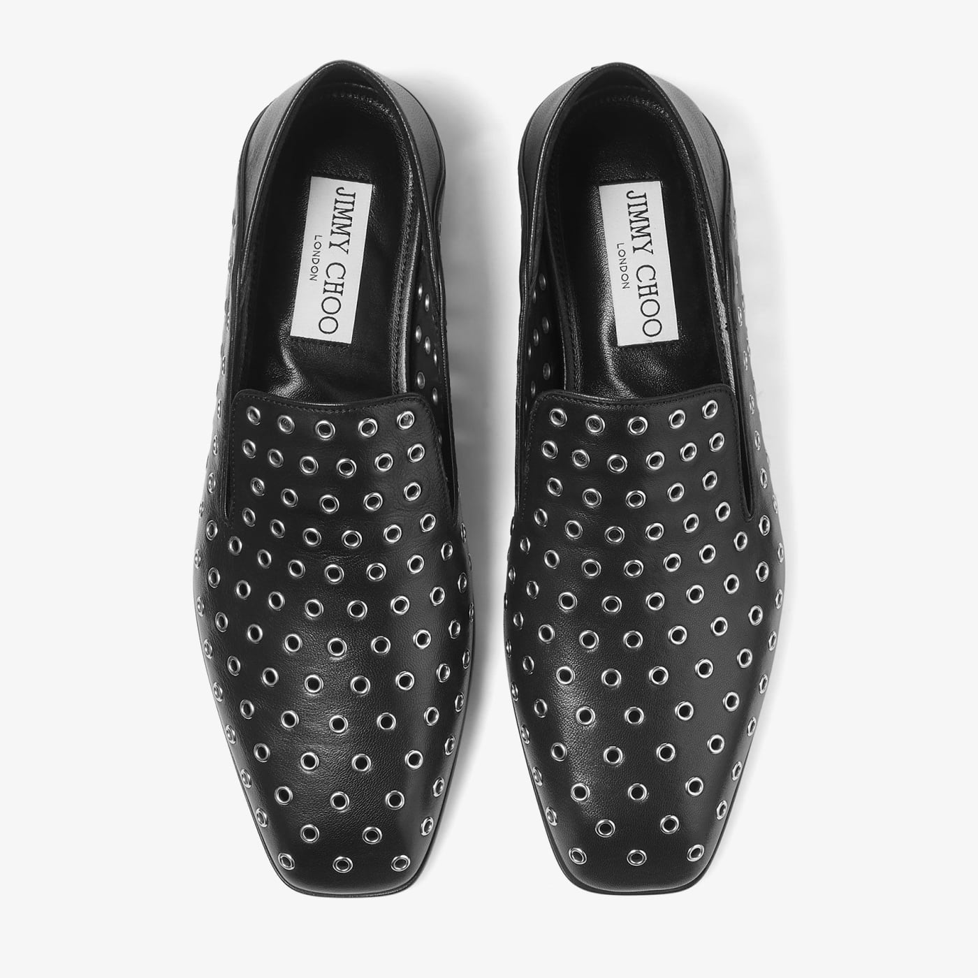 Eliot Slipper Men's Black Metallic Nappa Leather Slippers with Eyelets