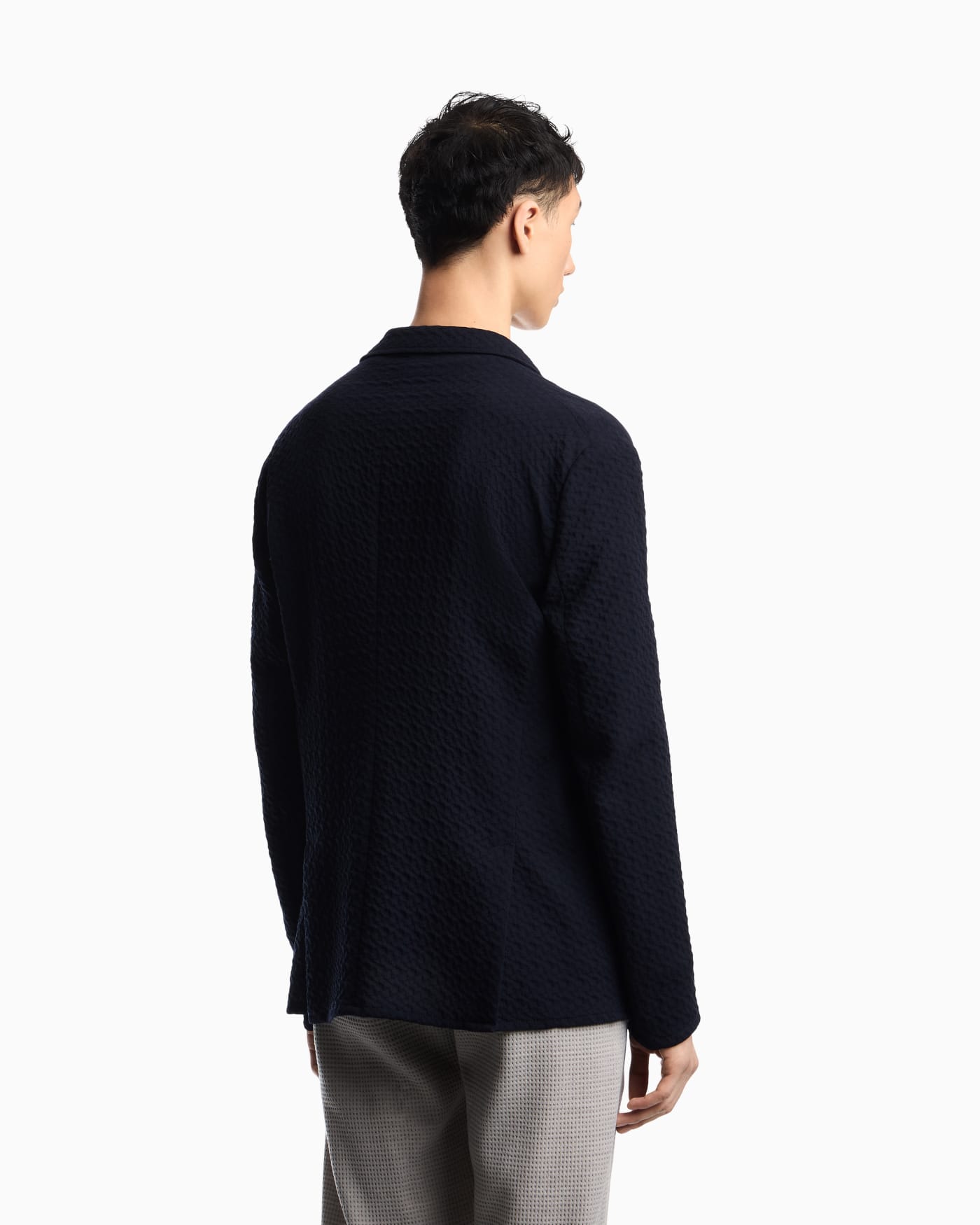 Armure wool crêpe gauze single-breasted jacket