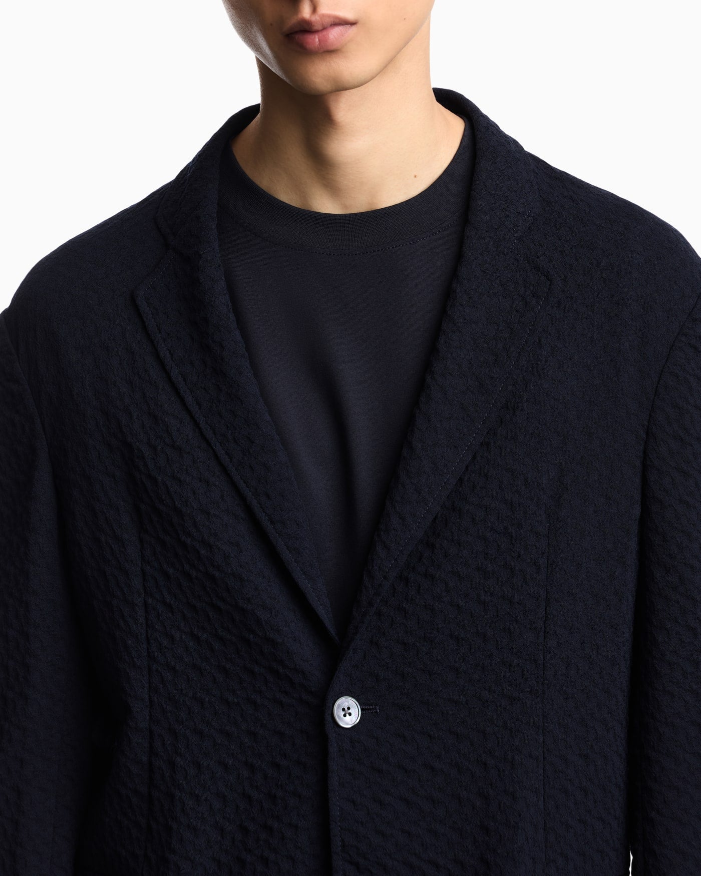 Armure wool crêpe gauze single-breasted jacket