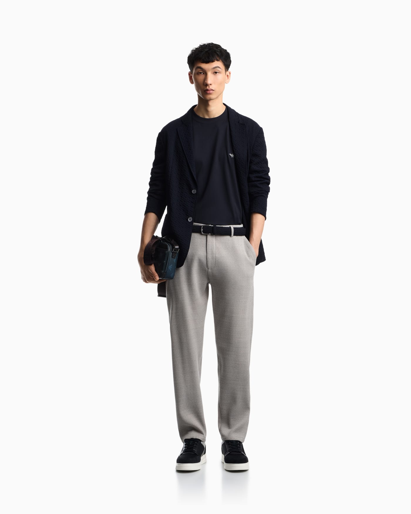 Armure wool crêpe gauze single-breasted jacket