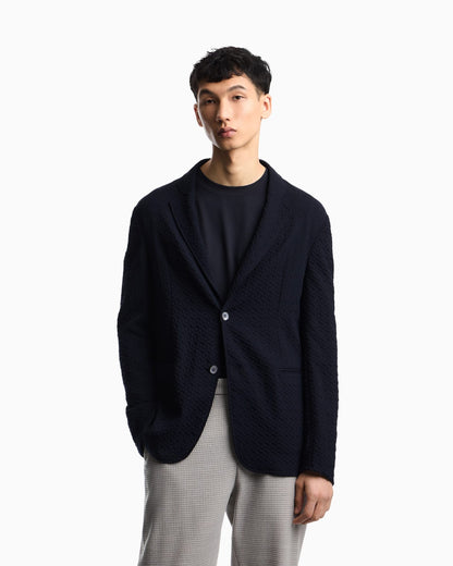 Armure wool crêpe gauze single-breasted jacket