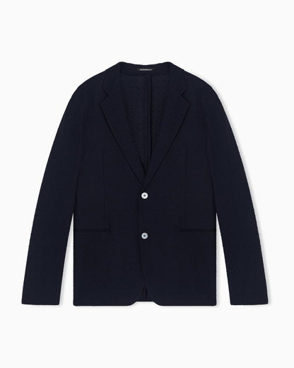 Armure wool crêpe gauze single-breasted jacket