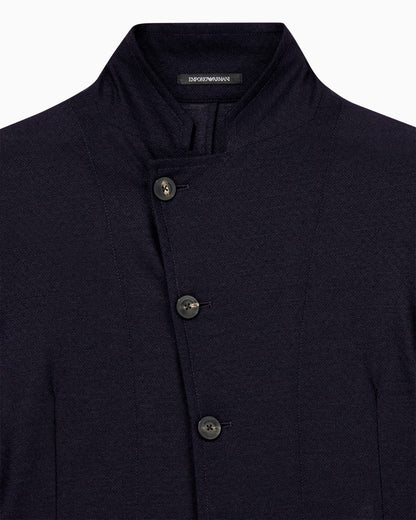 Unlined blazer in textured virgin wool jersey with pockets