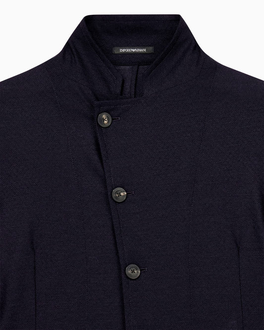 Unlined blazer in textured virgin wool jersey with pockets