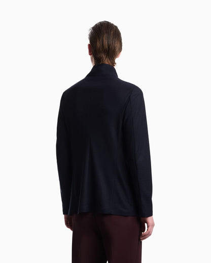 Unlined blazer in textured virgin wool jersey with pockets