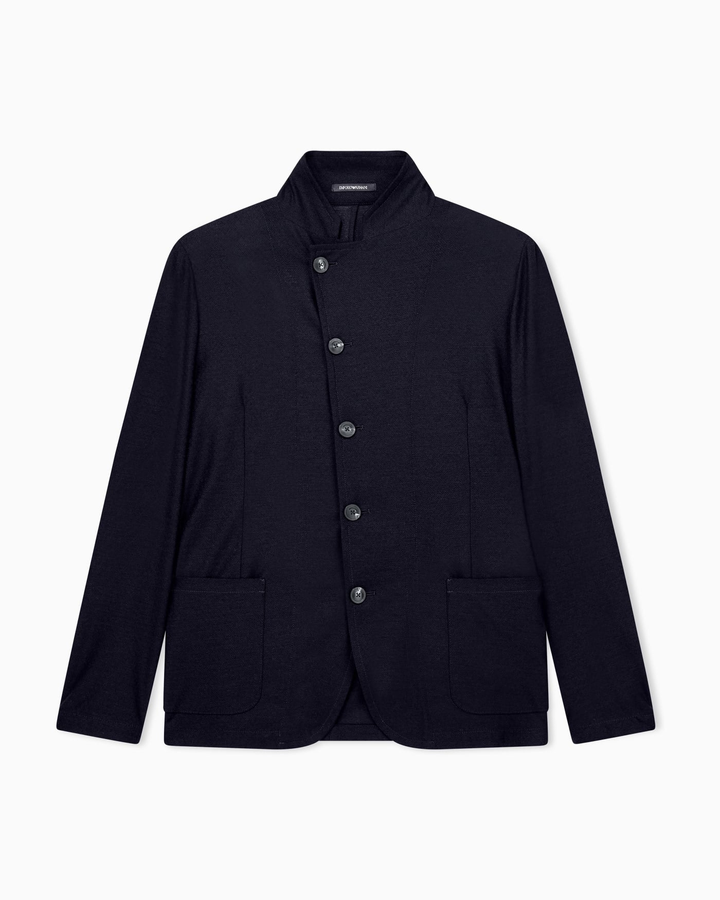 Unlined blazer in textured virgin wool jersey with pockets