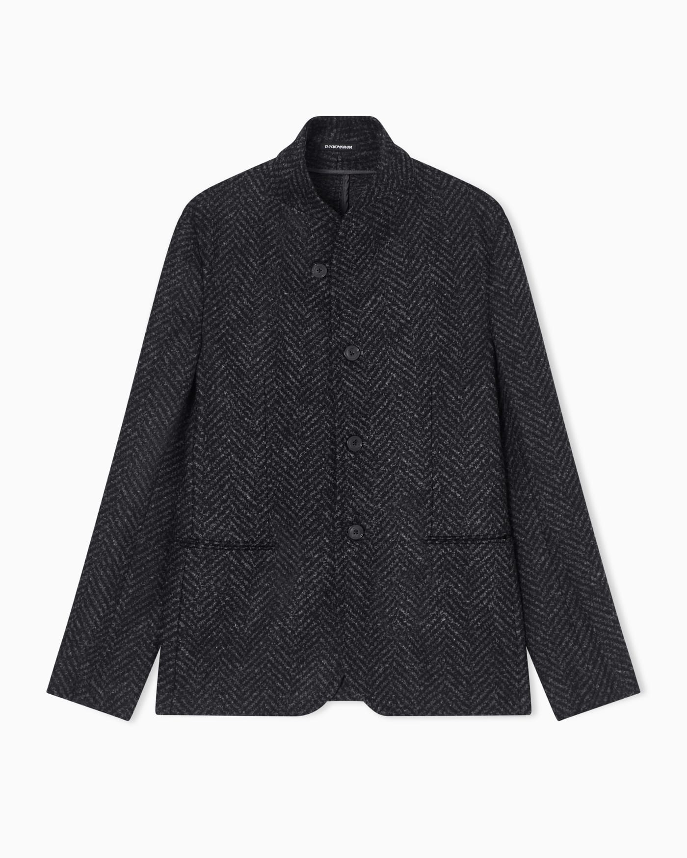 Guru-collar jacket in jacquard jersey with a chevron motif