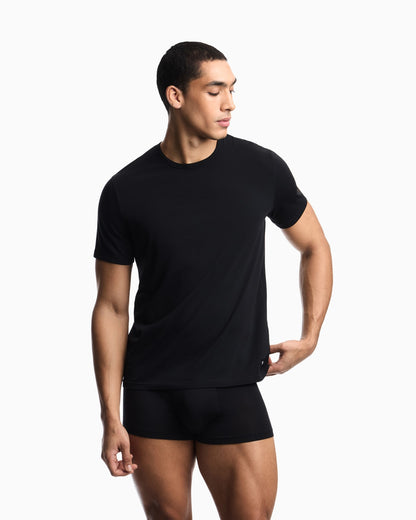 Two-pack cotton jersey crew neck T-shirts with a logo tag