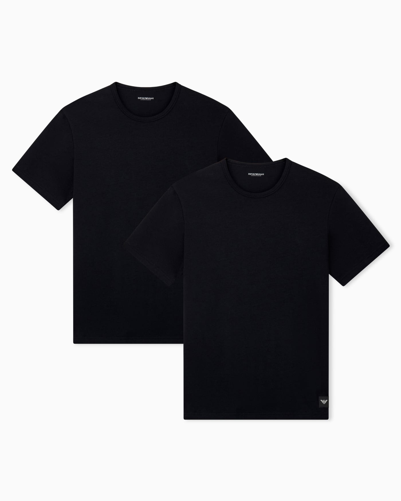 Two-pack cotton jersey crew neck T-shirts with a logo tag