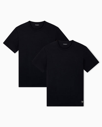 Two-pack cotton jersey crew neck T-shirts with a logo tag