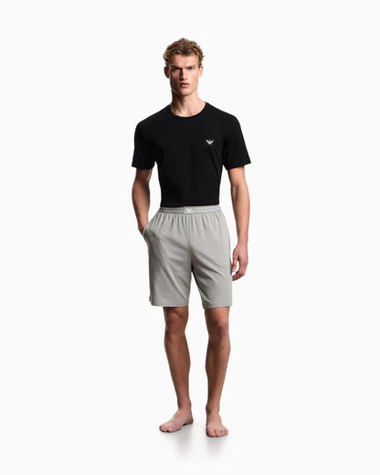 logo label organic jersey pyjamas with Bermuda shorts