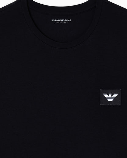 logo label organic jersey pyjamas with Bermuda shorts