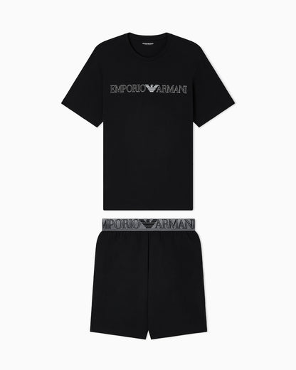 Megalogo organic-jersey pyjamas with Bermuda shorts