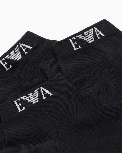 Multipack of cotton sneaker socks with a monogram logo band