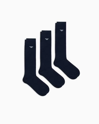 Three-pack of Casual knee-high socks with eagle