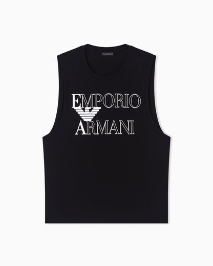 Bold logo beachwear tank top in jersey