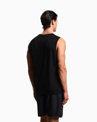 Bold logo beachwear tank top in jersey