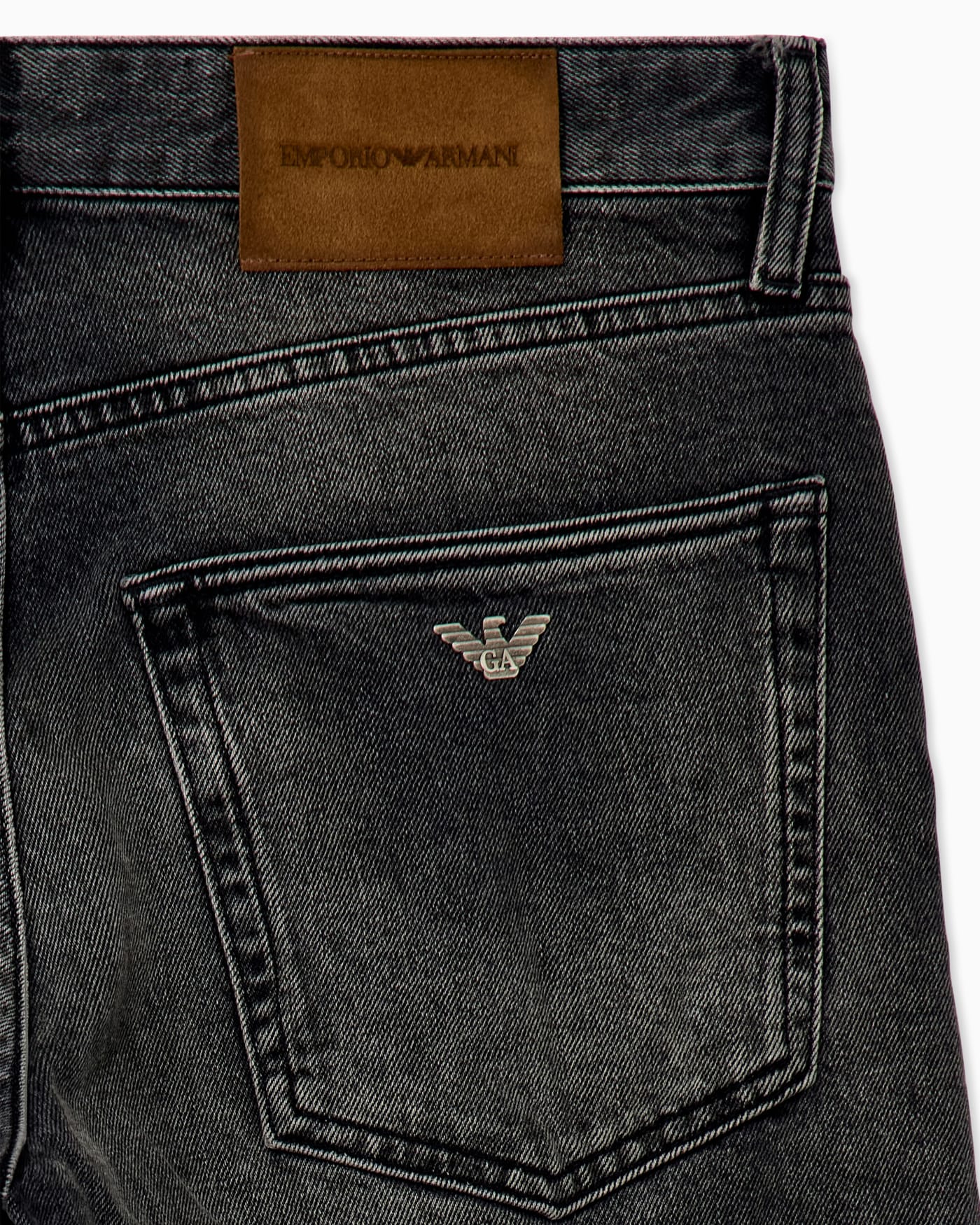 Regular fit five-pocket cotton denim jeans with fading