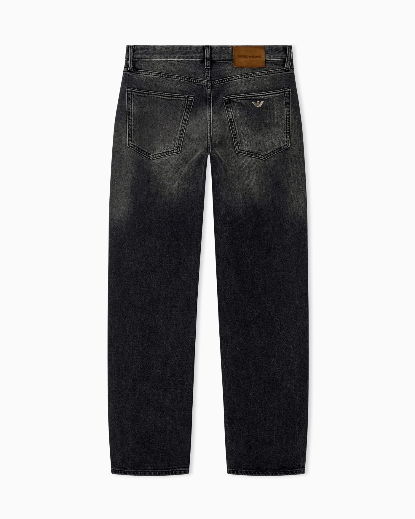 Regular fit five-pocket cotton denim jeans with fading