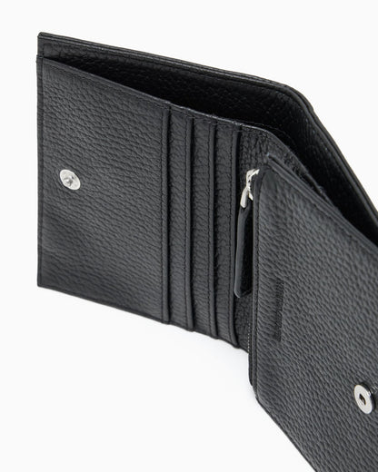 Tumbled leather compact wallet