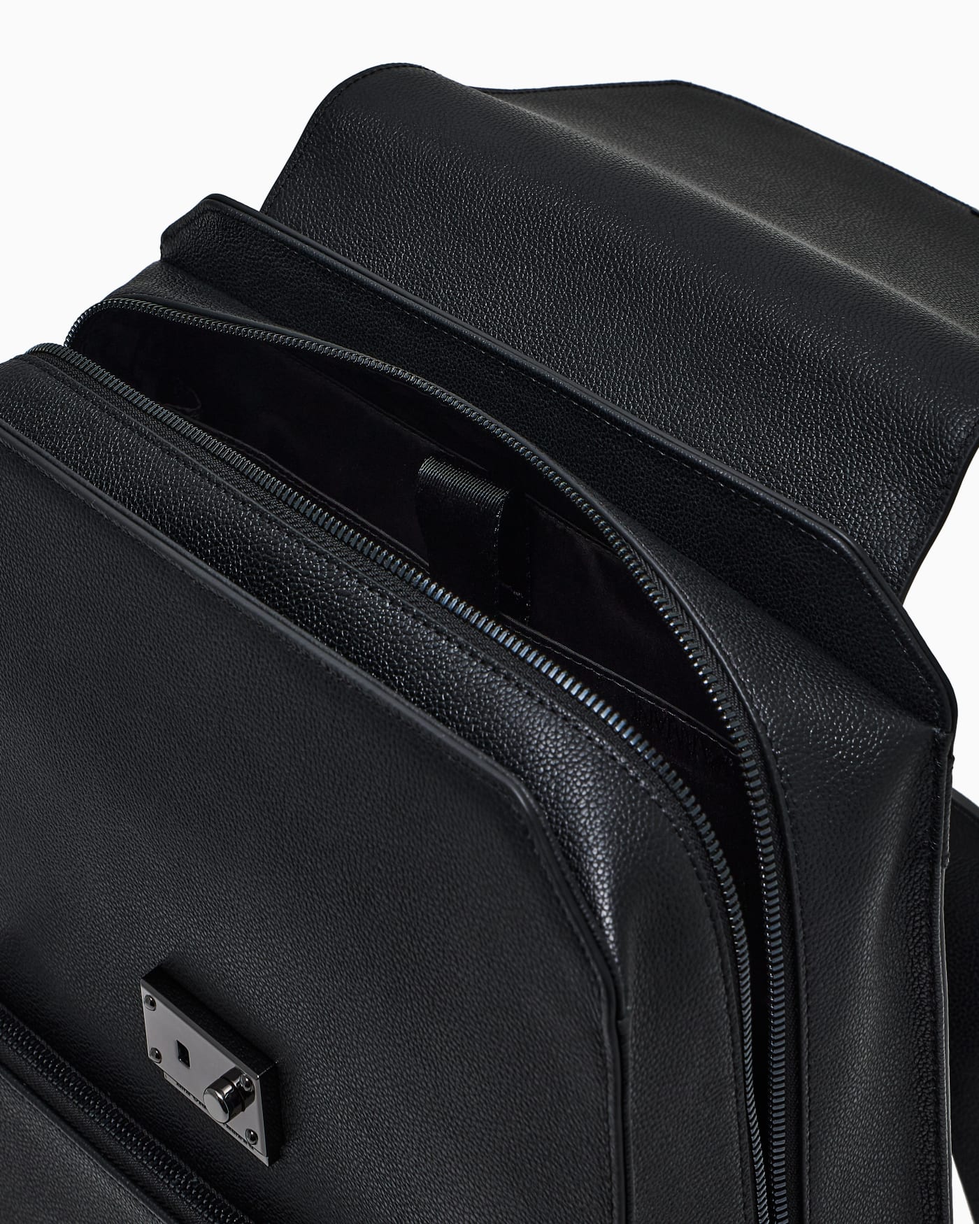 Flap leather laptop backpack man