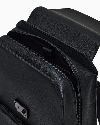Flap leather laptop backpack man