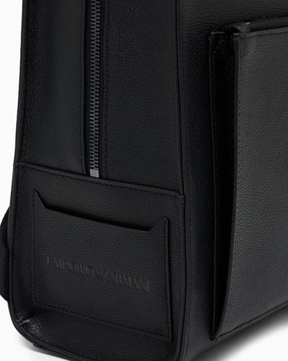 Flap leather laptop backpack man