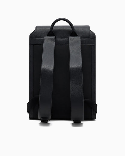 Flap leather laptop backpack man