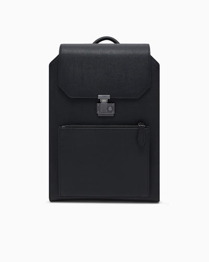 Flap leather laptop backpack man