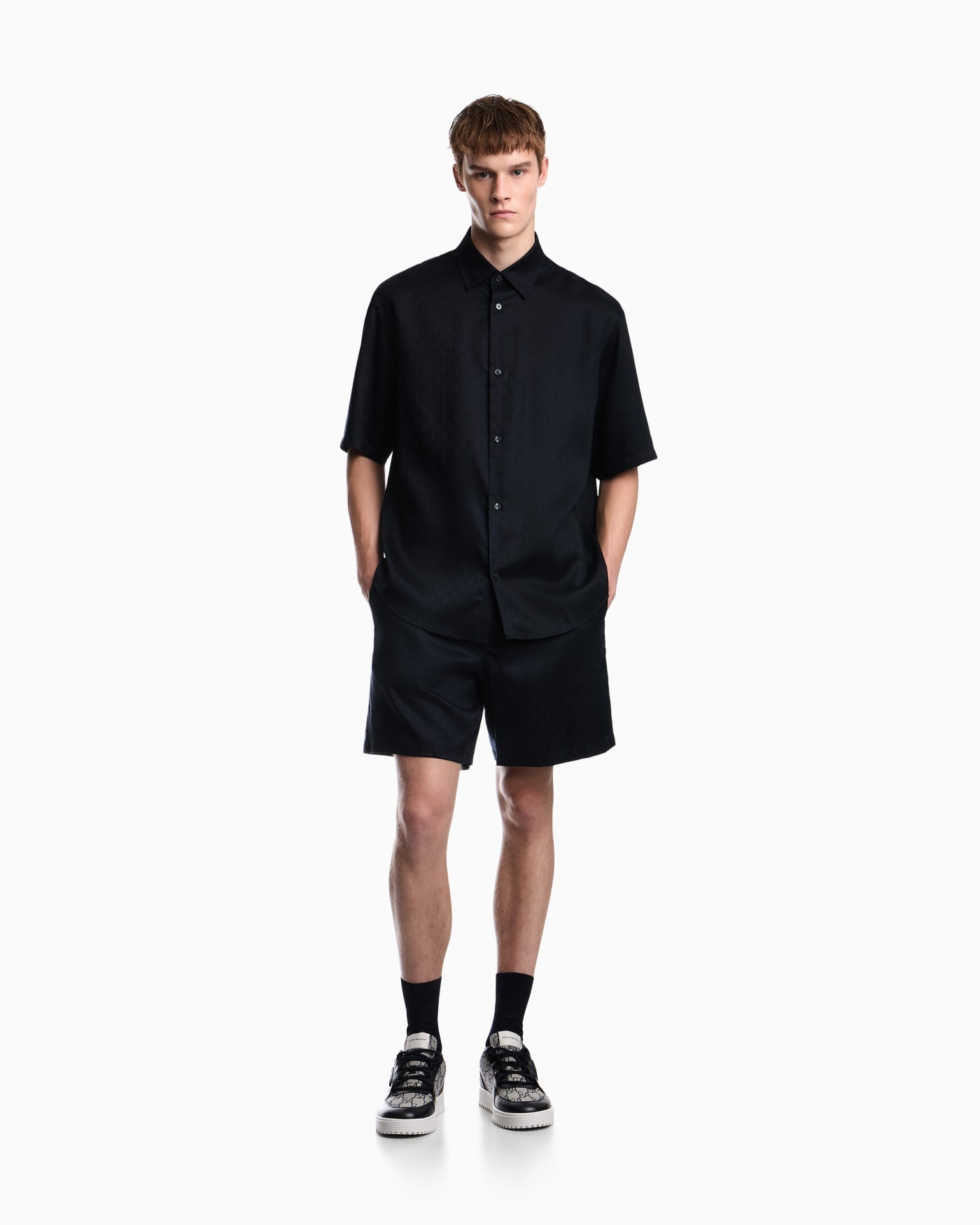 Shirt in lyocell jacquard with a regular fit