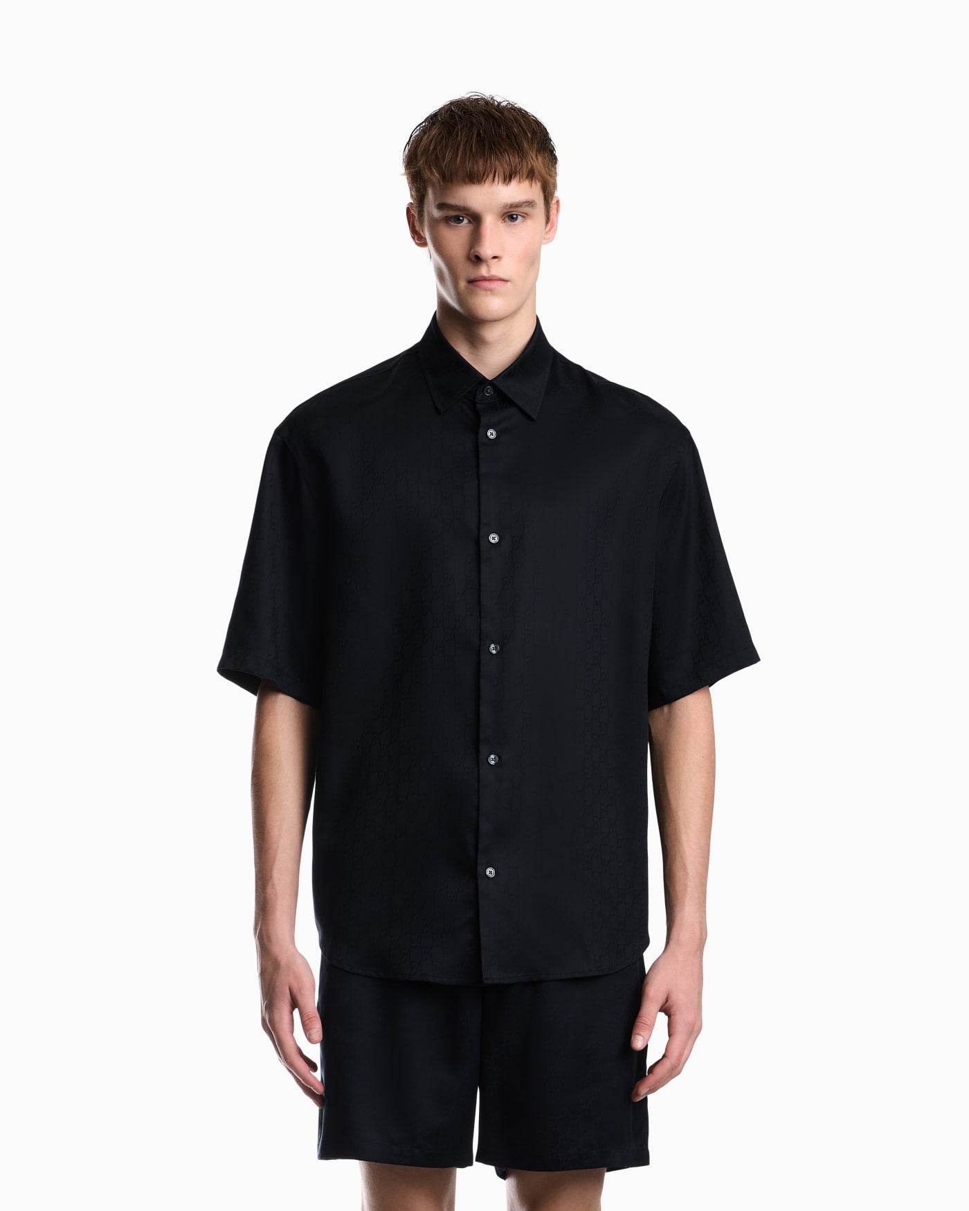 Shirt in lyocell jacquard with a regular fit
