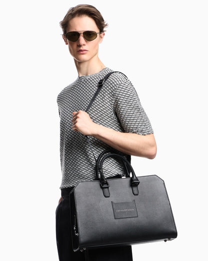 Tumbled leather briefcase man