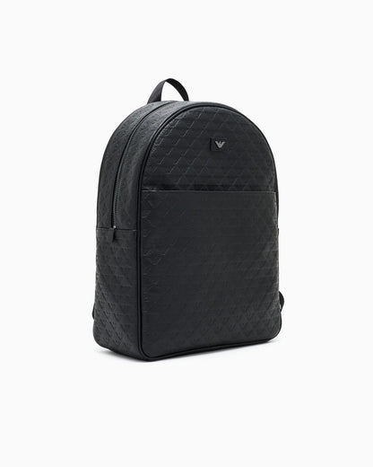 Embossed eagle leather backpack man