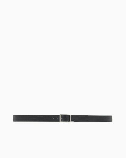 Reversible leather belt with embossed logo