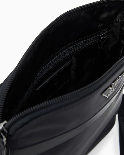Slim recycled nylon crossbody bag for man